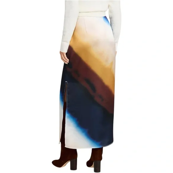 NWT-Express High Waisted Printed Satin Maxi Slip Skirt - Picture 2 of 11